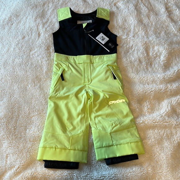 NWT - Kids Spyder Expedition Ski bibs Lime Green and Black 2T